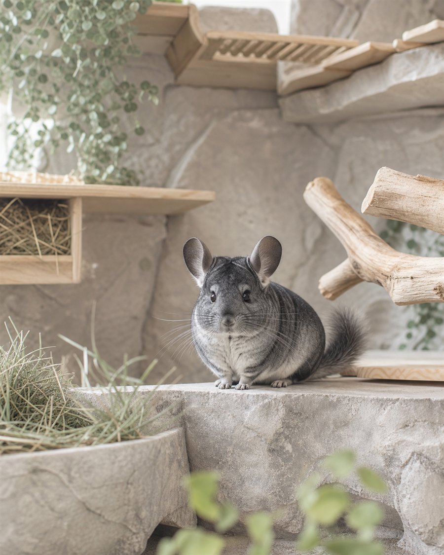 Chinchilla in a naturalistic habitat