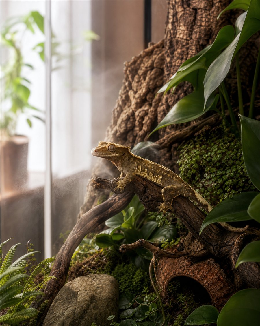 Gecko in a naturalistic habitat