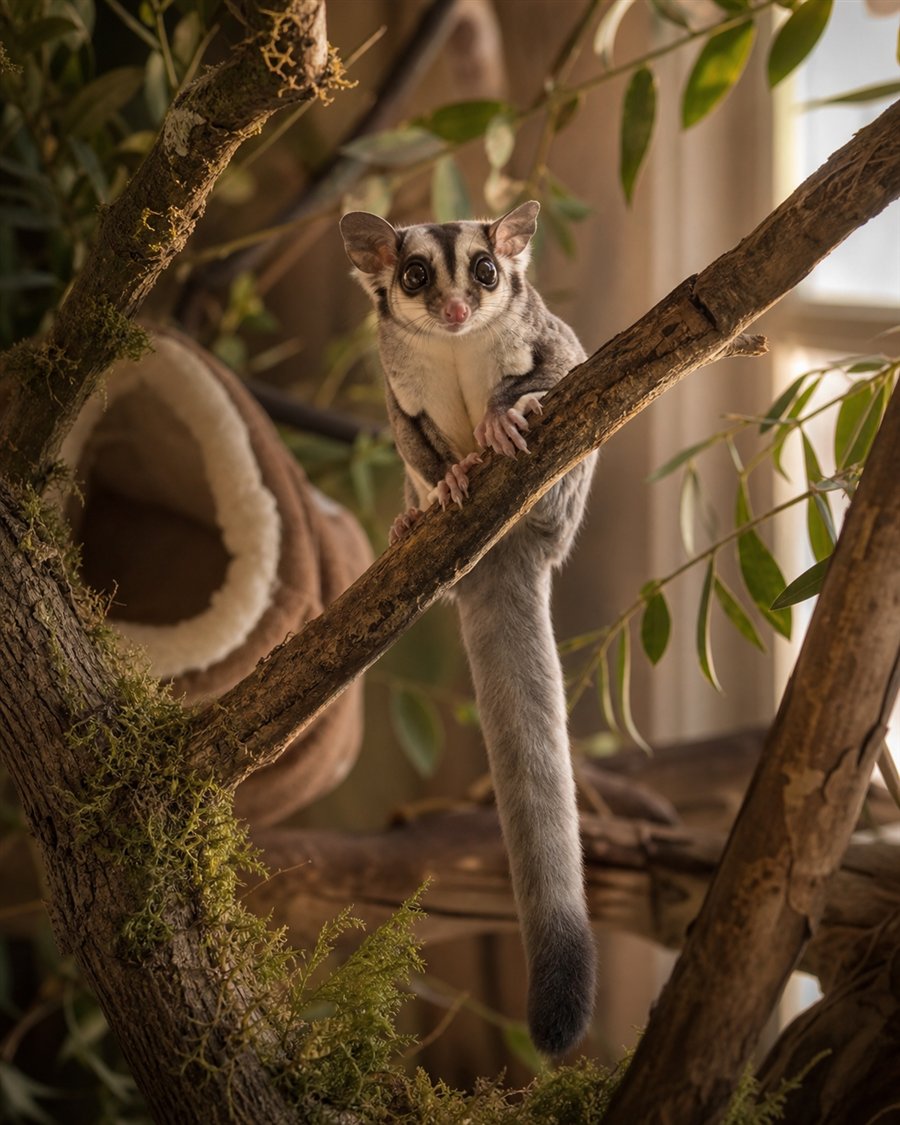 Sugar Glider in a naturalistic habitat